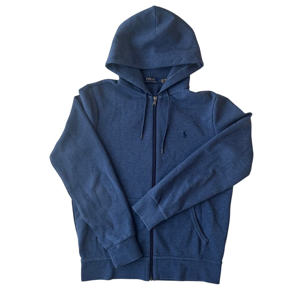 Polo Ralph Lauren Blue Double Knit Full Zip Hoodie Medium